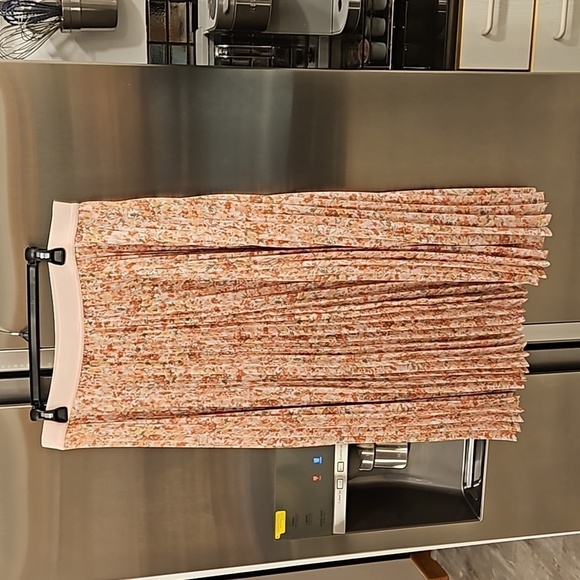 💕NORDSTROM HALOGEN💕 Double Slit Pleated Midi Skirt ~ Pink Dogwood Large L NWT - Picture 7 of 13